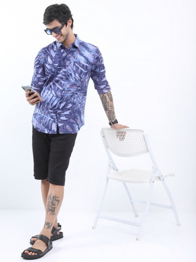 Ketch Men Navy Printed Slim Fit Casual Shirt - Navy Blue - Image 2