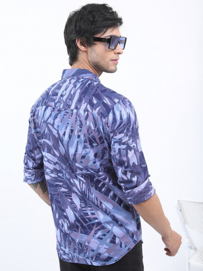 Ketch Men Navy Printed Slim Fit Casual Shirt - Navy Blue - Image 3