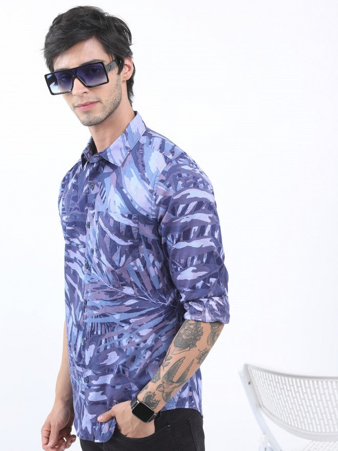 Ketch Men Navy Printed Slim Fit Casual Shirt - Navy Blue - Image 4