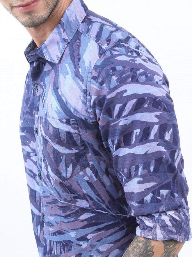 Ketch Men Navy Printed Slim Fit Casual Shirt - Navy Blue - Image 5