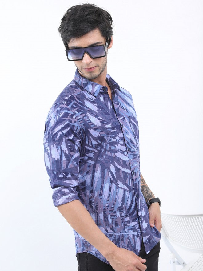 Ketch Men Navy Printed Slim Fit Casual Shirt - Navy Blue - Image 6