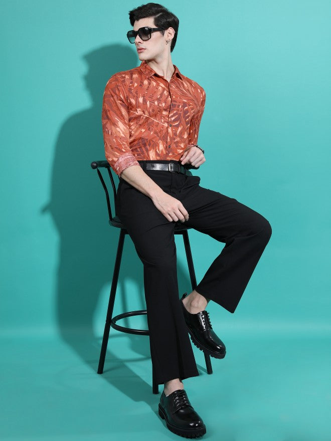 Ketch Men Terracotta Printed Slim Fit Casual Shirts - Terracotta - Image 2