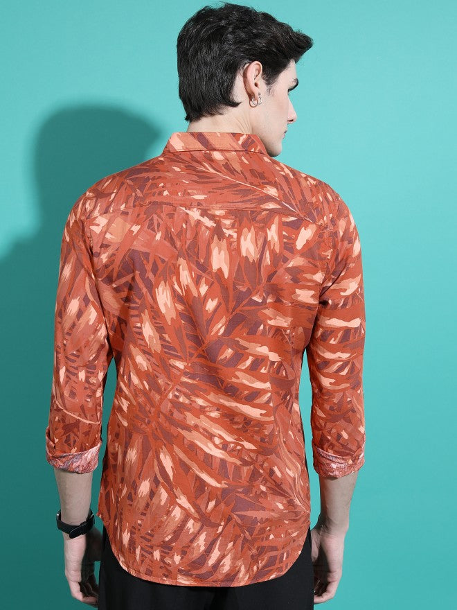 Ketch Men Terracotta Printed Slim Fit Casual Shirts - Terracotta - Image 3