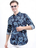Ketch Men Navy Printed Slim Fit Casual Shirt - Navy Blue - Image 1