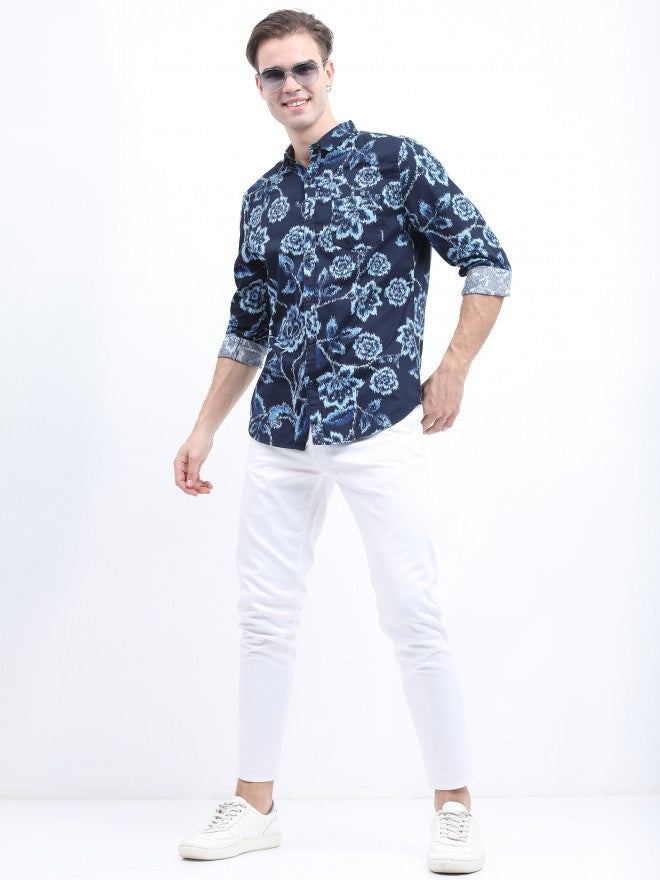 Ketch Men Navy Printed Slim Fit Casual Shirt - Navy Blue - Image 2