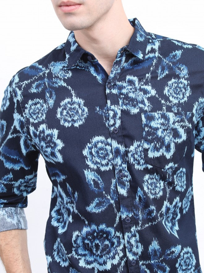 Ketch Men Navy Printed Slim Fit Casual Shirt - Navy Blue - Image 5