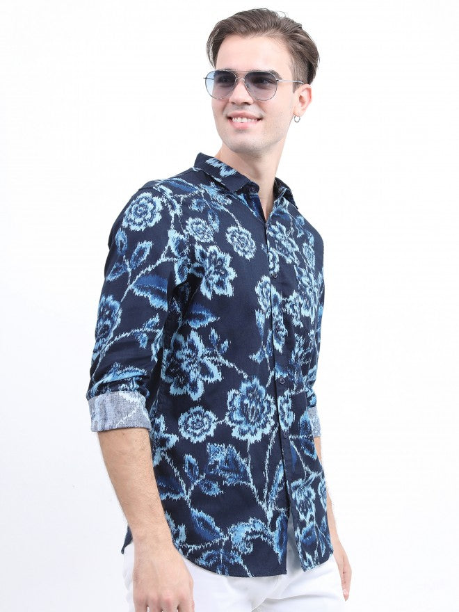 Ketch Men Navy Printed Slim Fit Casual Shirt - Navy Blue - Image 6