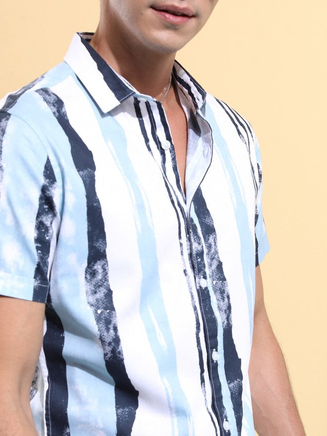 Ketch Men Blue Printed Slim Fit Casual Shirt - Blue - Image 5