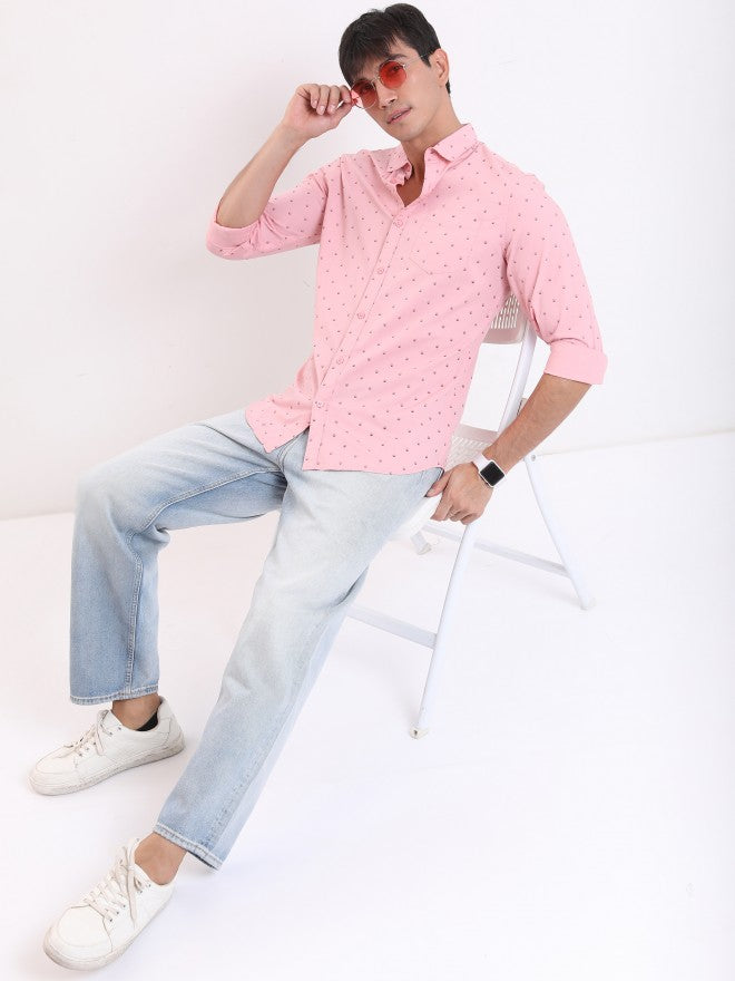 Ketch Men Pink Printed Slim Fit Casual Shirt - Pink - Image 2