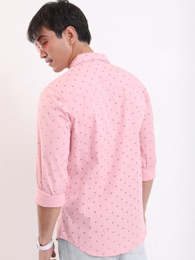 Ketch Men Pink Printed Slim Fit Casual Shirt - Pink - Image 3