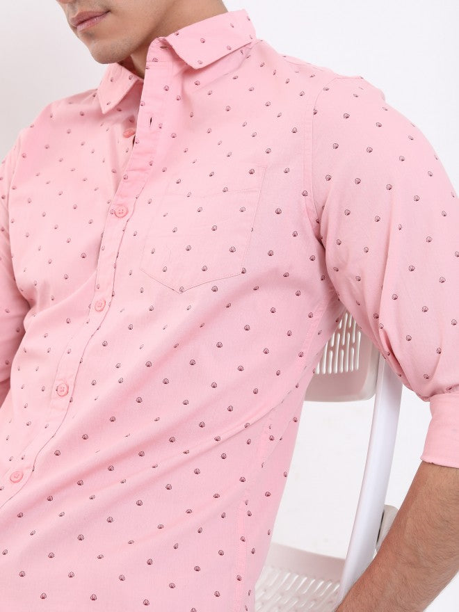Ketch Men Pink Printed Slim Fit Casual Shirt - Pink - Image 5
