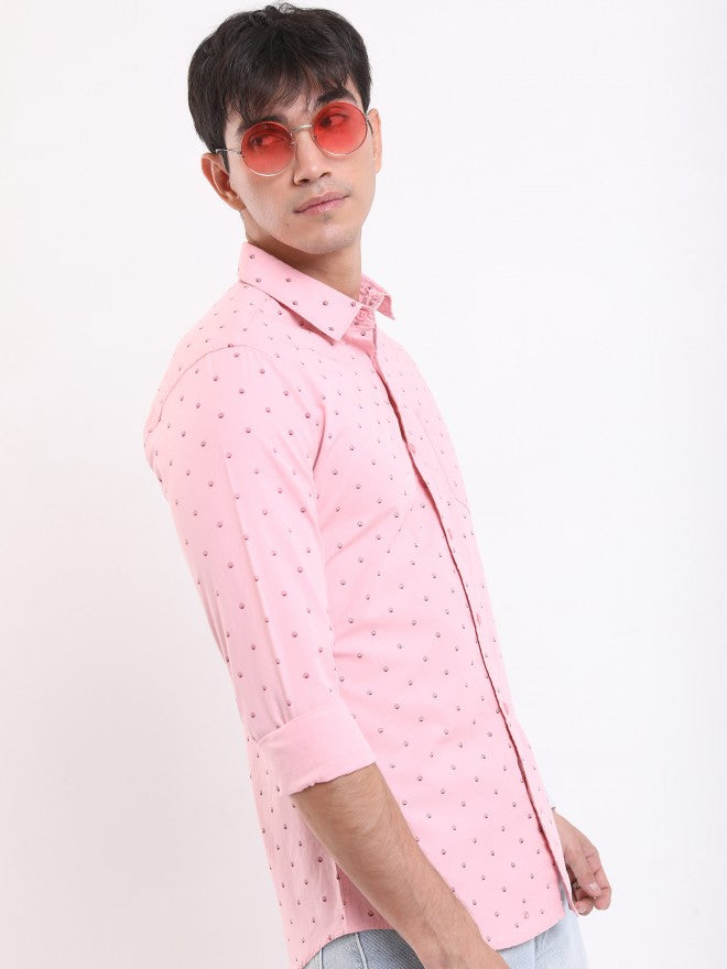 Ketch Men Pink Printed Slim Fit Casual Shirt - Pink - Image 6