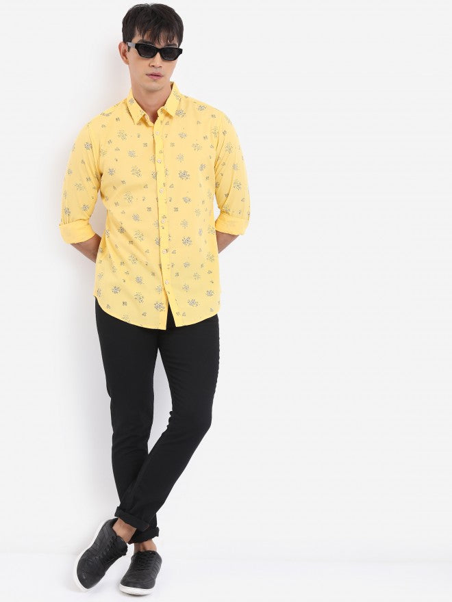 Ketch Men Yellow Printed Slim Fit Casual Shirt - Yellow - Image 2