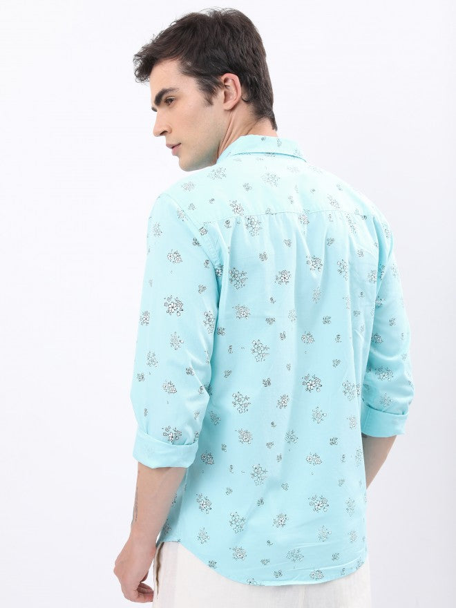 Ketch Men Light Blue Printed Slim Fit Casual Shirt - Blue - Image 3
