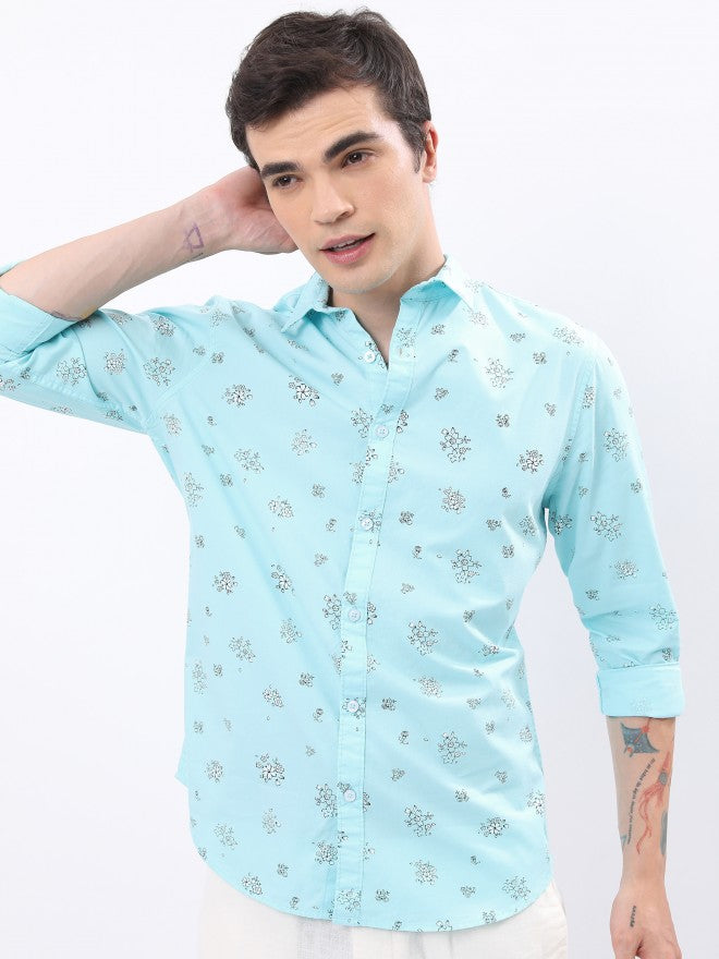 Ketch Men Light Blue Printed Slim Fit Casual Shirt - Blue - Image 4