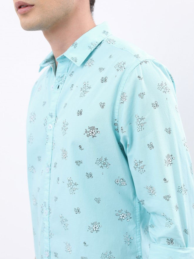 Ketch Men Light Blue Printed Slim Fit Casual Shirt - Blue - Image 5