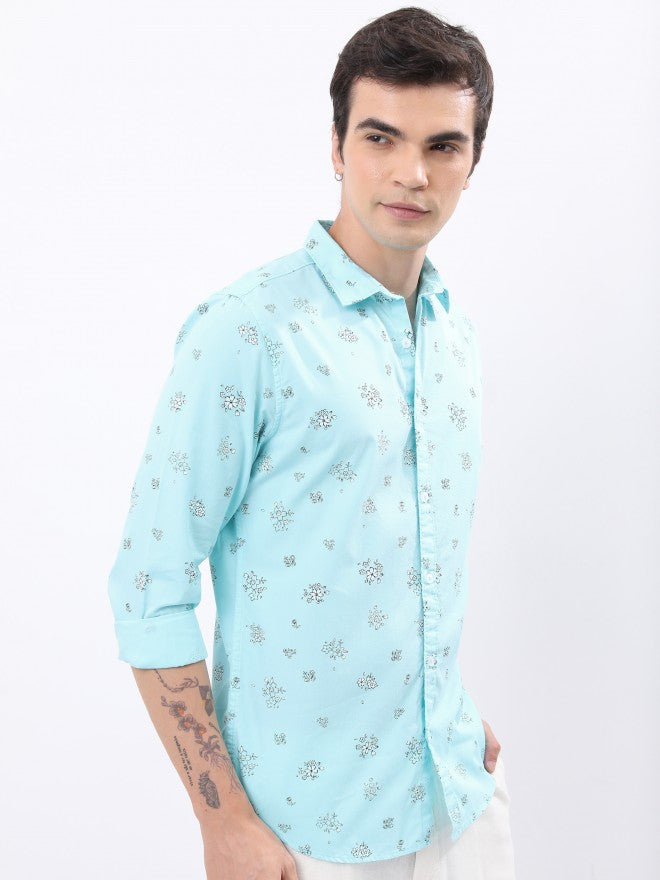 Ketch Men Light Blue Printed Slim Fit Casual Shirt - Blue - Image 6