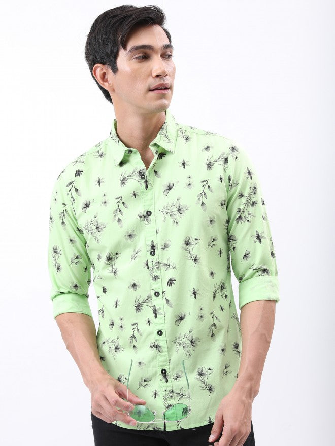Ketch Men Green Printed Slim Fit Casual Shirt - Green - Image 1