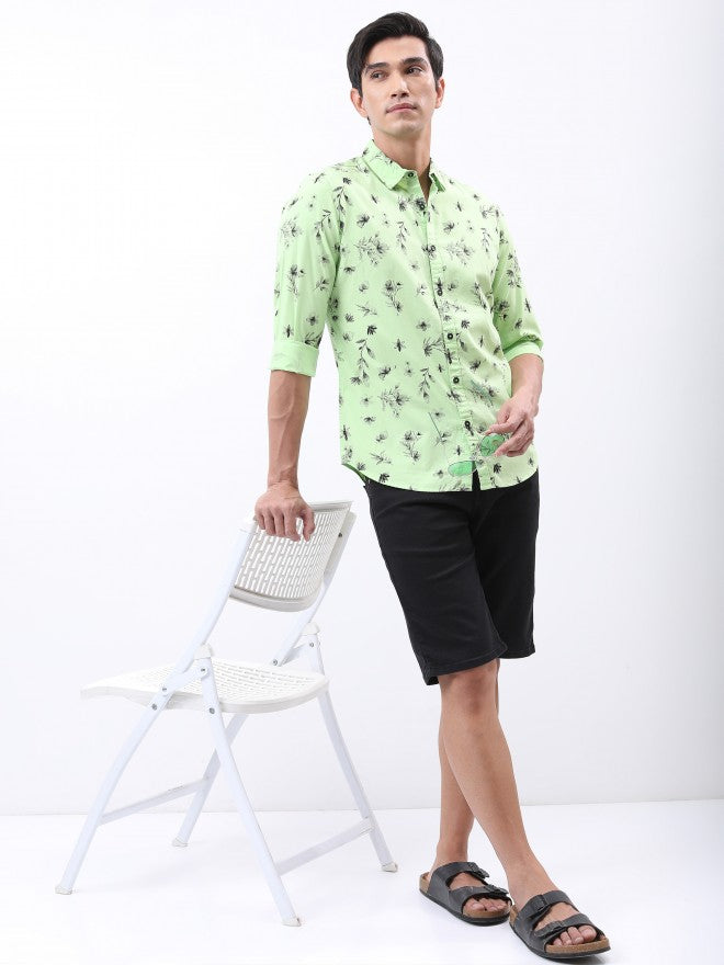 Ketch Men Green Printed Slim Fit Casual Shirt - Green - Image 2