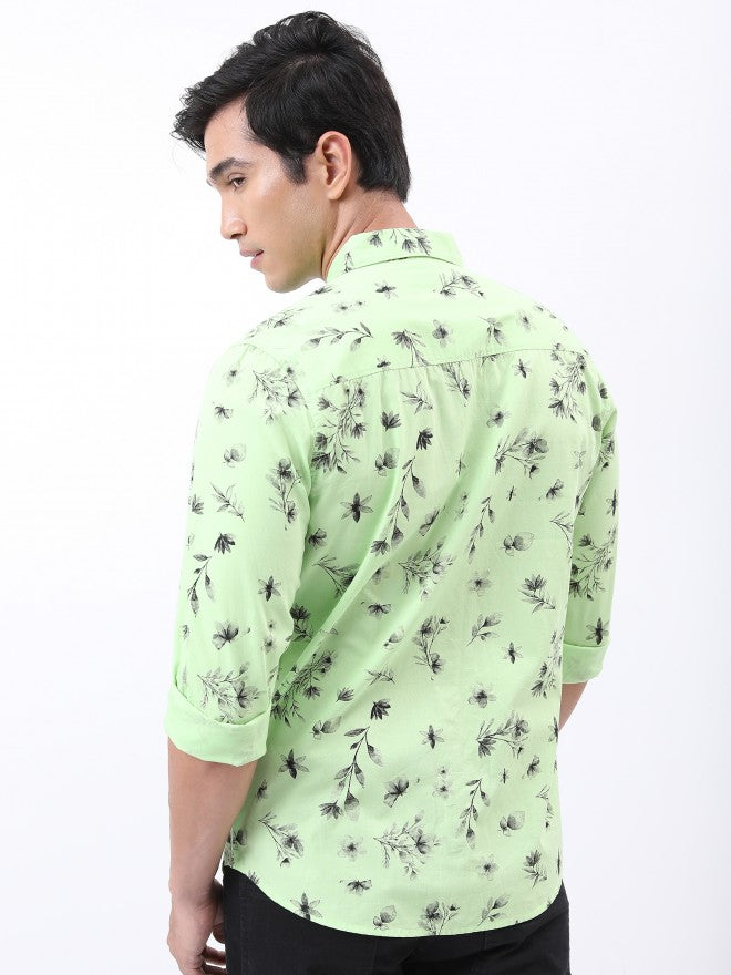 Ketch Men Green Printed Slim Fit Casual Shirt - Green - Image 3