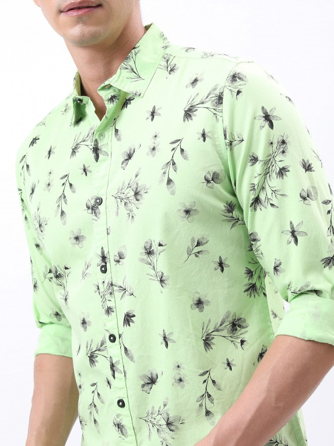 Ketch Men Green Printed Slim Fit Casual Shirt - Green - Image 5