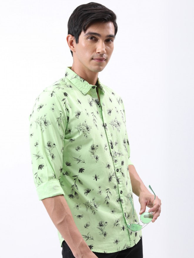 Ketch Men Green Printed Slim Fit Casual Shirt - Green - Image 6