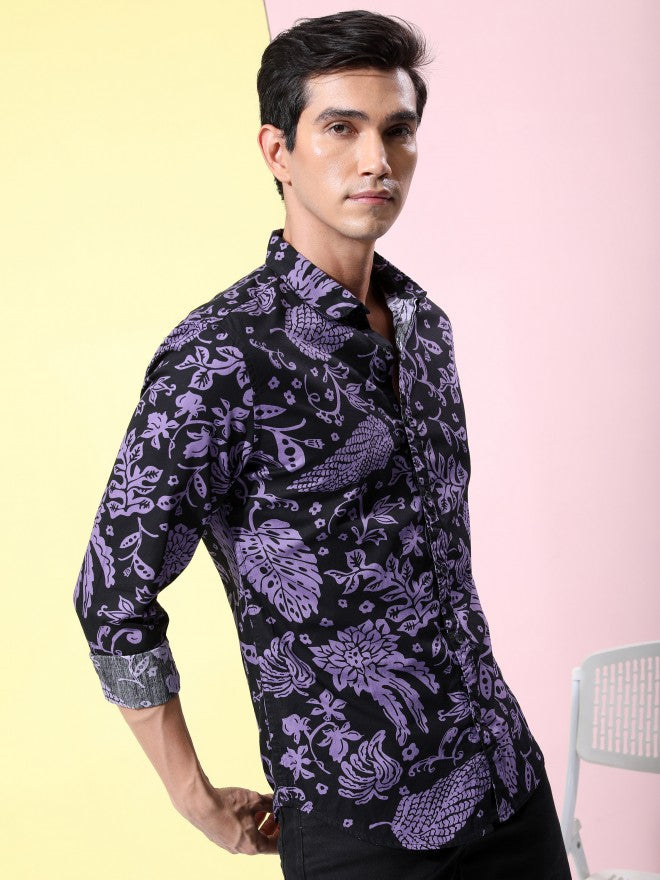 Ketch Men Lavender Printed Slim Fit Casual Shirt - Lavender - Image 6