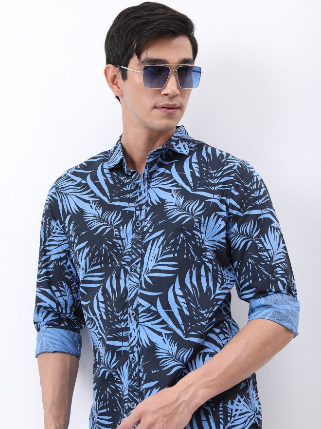 Ketch Men Blue Printed Slim Fit Casual Shirt - Blue - Image 1