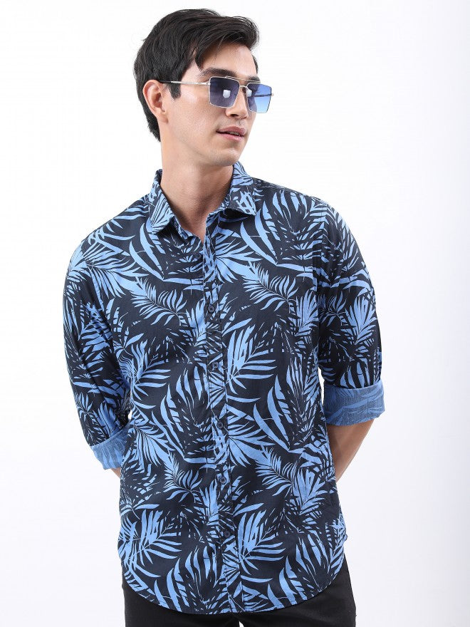 Ketch Men Blue Printed Slim Fit Casual Shirt - Blue - Image 4