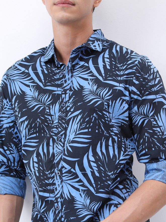 Ketch Men Blue Printed Slim Fit Casual Shirt - Blue - Image 5