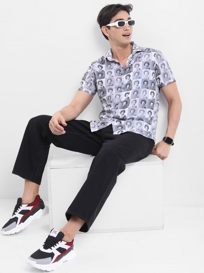 Ketch Men Grey Printed Slim Fit Casual Shirt - Grey - Image 2