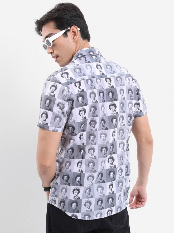 Ketch Men Grey Printed Slim Fit Casual Shirt - Grey - Image 3