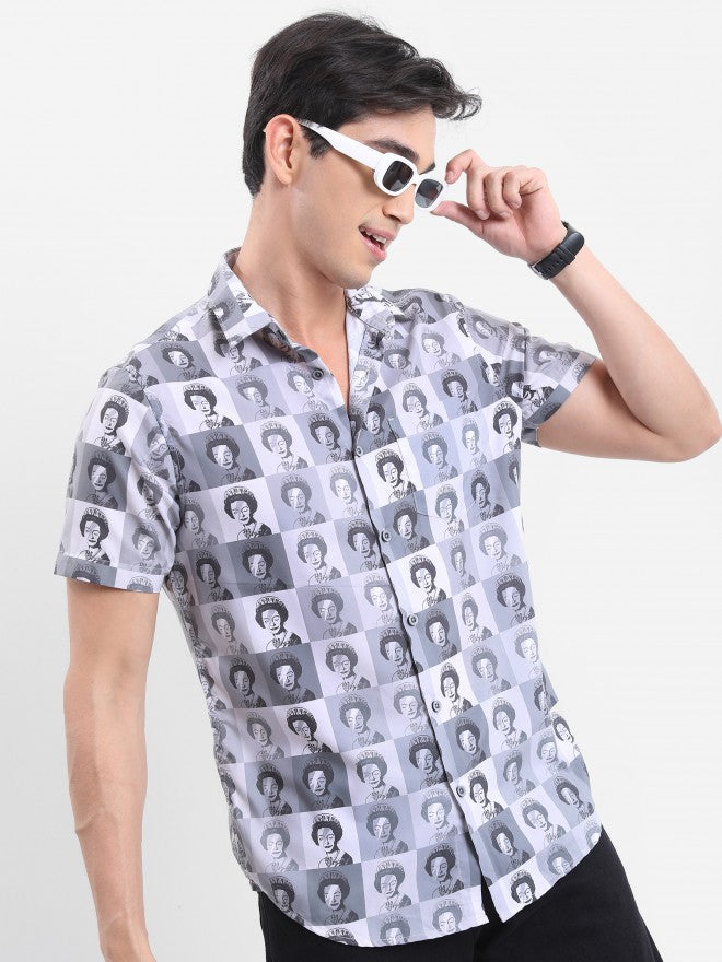 Ketch Men Grey Printed Slim Fit Casual Shirt - Grey - Image 6