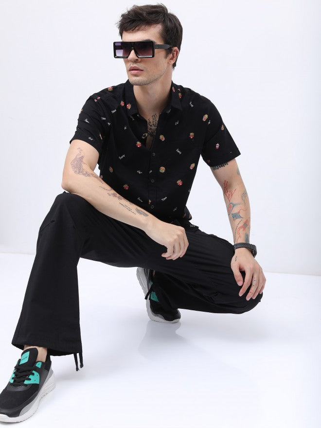 Ketch Men Black Printed Slim Fit Casual Shirt - Black - Image 2