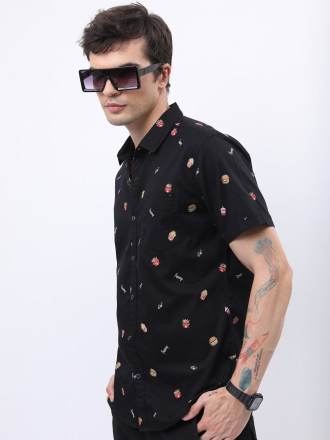 Ketch Men Black Printed Slim Fit Casual Shirt - Black - Image 4