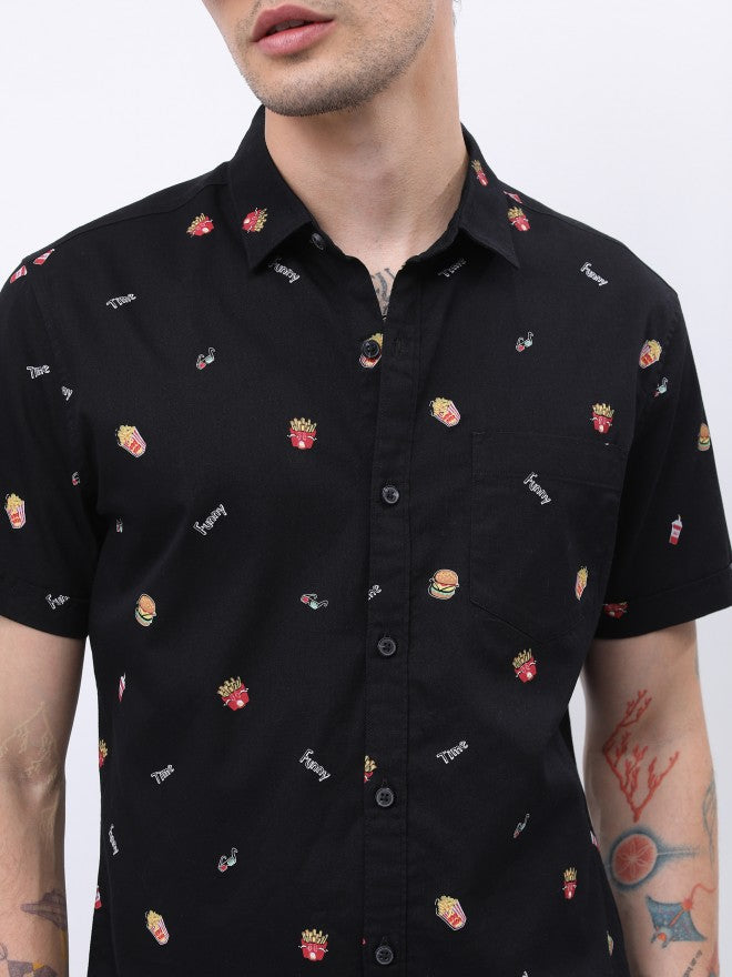 Ketch Men Black Printed Slim Fit Casual Shirt - Black - Image 5