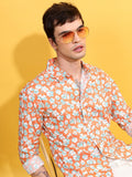 Ketch Men Coral Printed Slim Fit Casual Shirt - Peach - Image 1