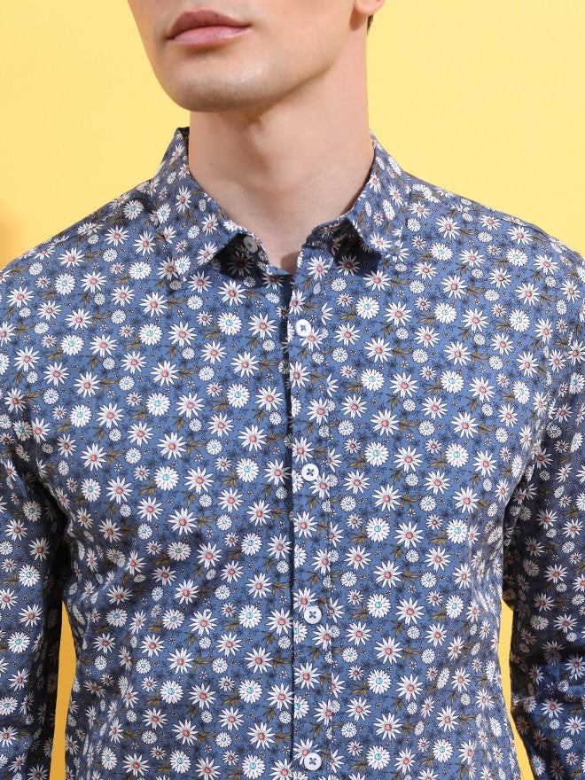 Ketch Men Blue Printed Slim Fit Casual Shirt - Blue - Image 5