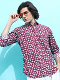 Ketch Men Purple Printed Slim Fit Casual Shirt - Purple - Image 1