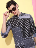 Ketch Men Grey/Black Printed Slim Fit Casual Shirt - Grey - Image 1