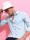 Ketch Men Light Blue Printed Slim Fit Casual Shirt - Blue - Image 1