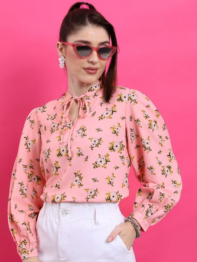 Ketch Women Pink Printed Casual Shirt - Pink - Image 1