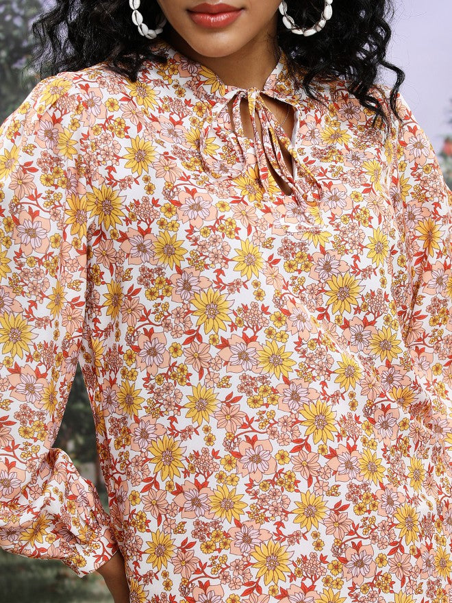 Ketch Women Yellow Printed Casual Shirt - Yellow - Image 5