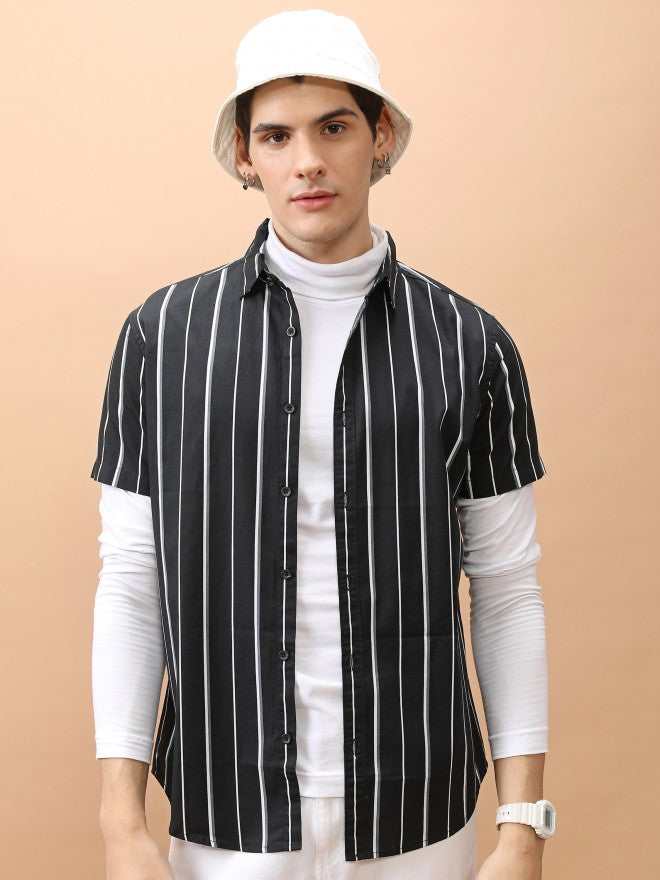 Ketch Men Black Printed Slim Fit Casual Shirt - Black - Image 1