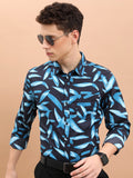 Ketch Men Black/Blue Printed Slim Fit Casual Shirt - Black - Image 1