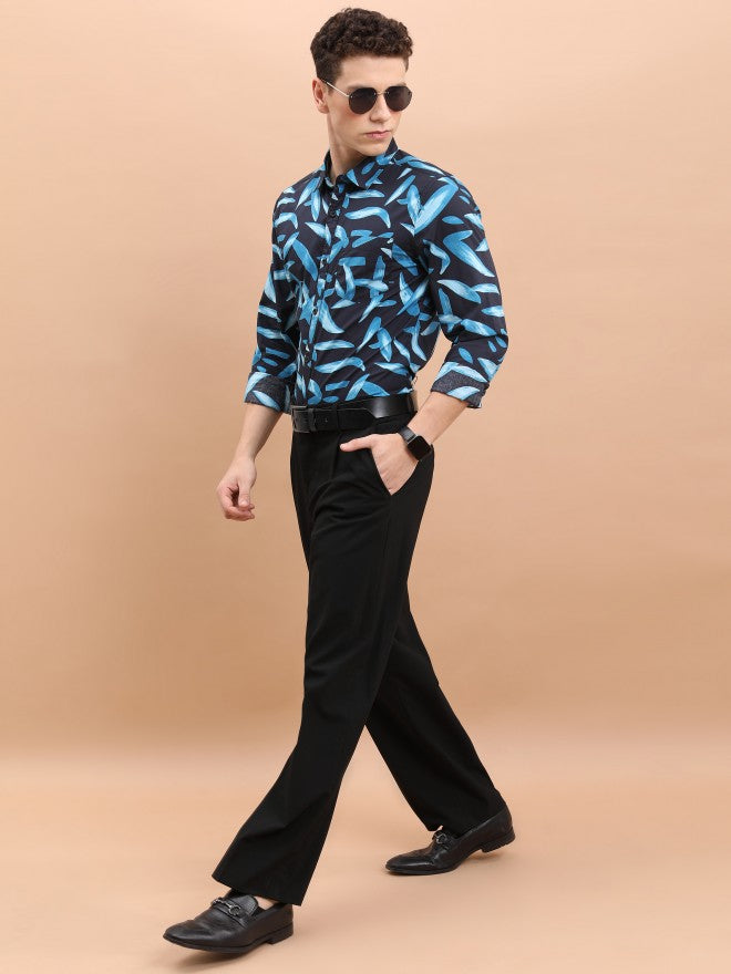 Ketch Men Black/Blue Printed Slim Fit Casual Shirt - Black - Image 2