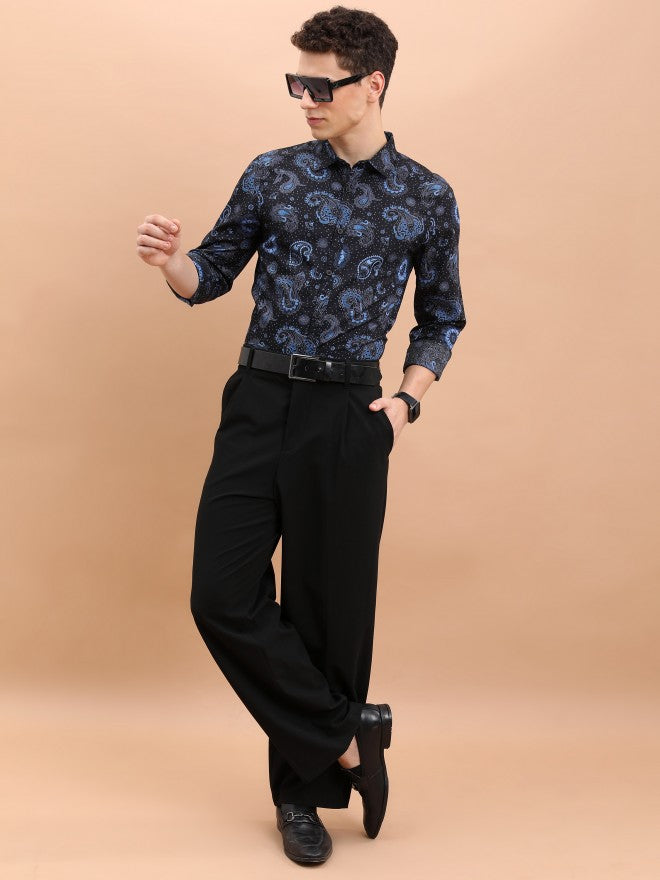 Ketch Men Navy Blue Printed Slim Fit Casual Shirt - Navy Blue - Image 2