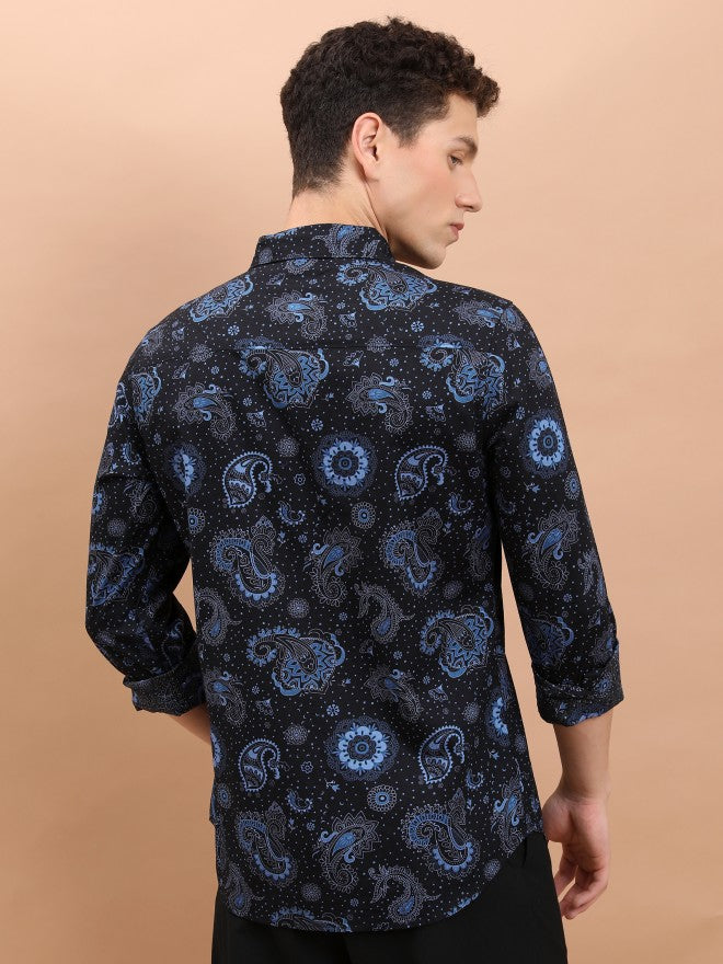Ketch Men Navy Blue Printed Slim Fit Casual Shirt - Navy Blue - Image 3
