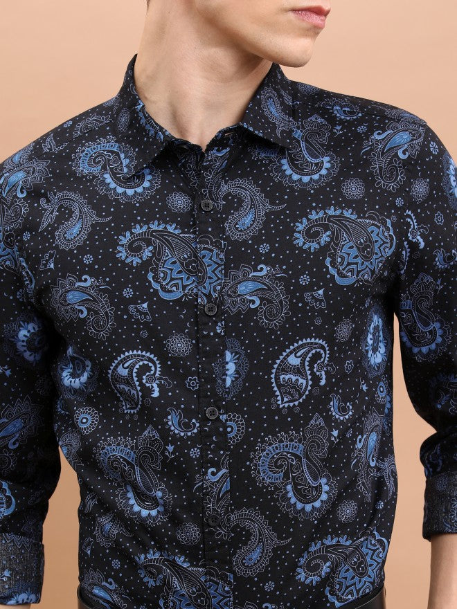 Ketch Men Navy Blue Printed Slim Fit Casual Shirt - Navy Blue - Image 5