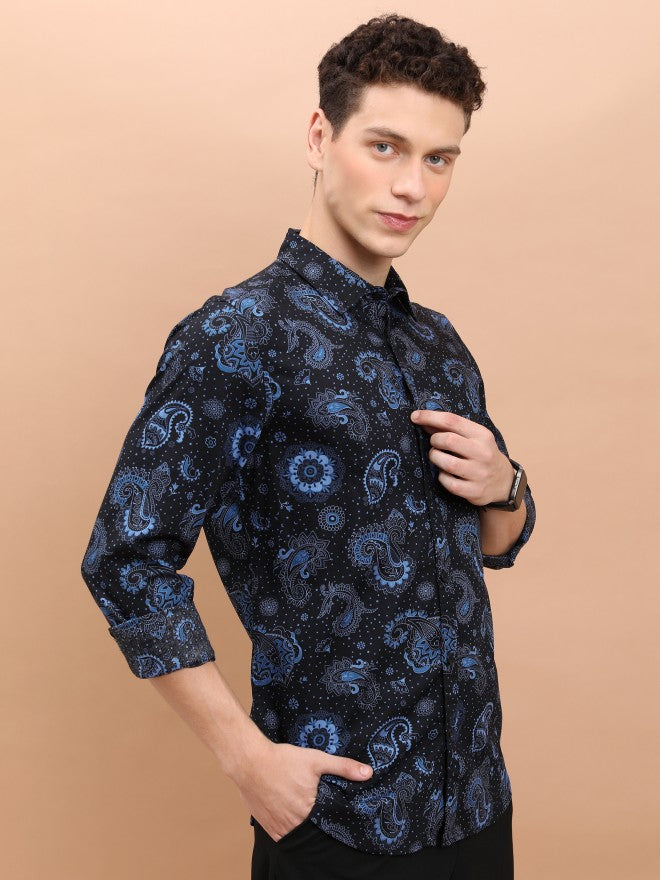 Ketch Men Navy Blue Printed Slim Fit Casual Shirt - Navy Blue - Image 6